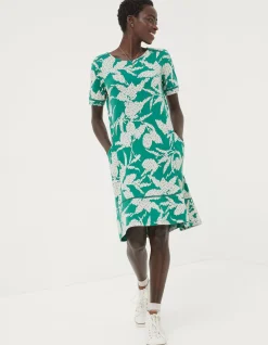 FatFace Simone Textured Leaves Jersey Dress|Women View All