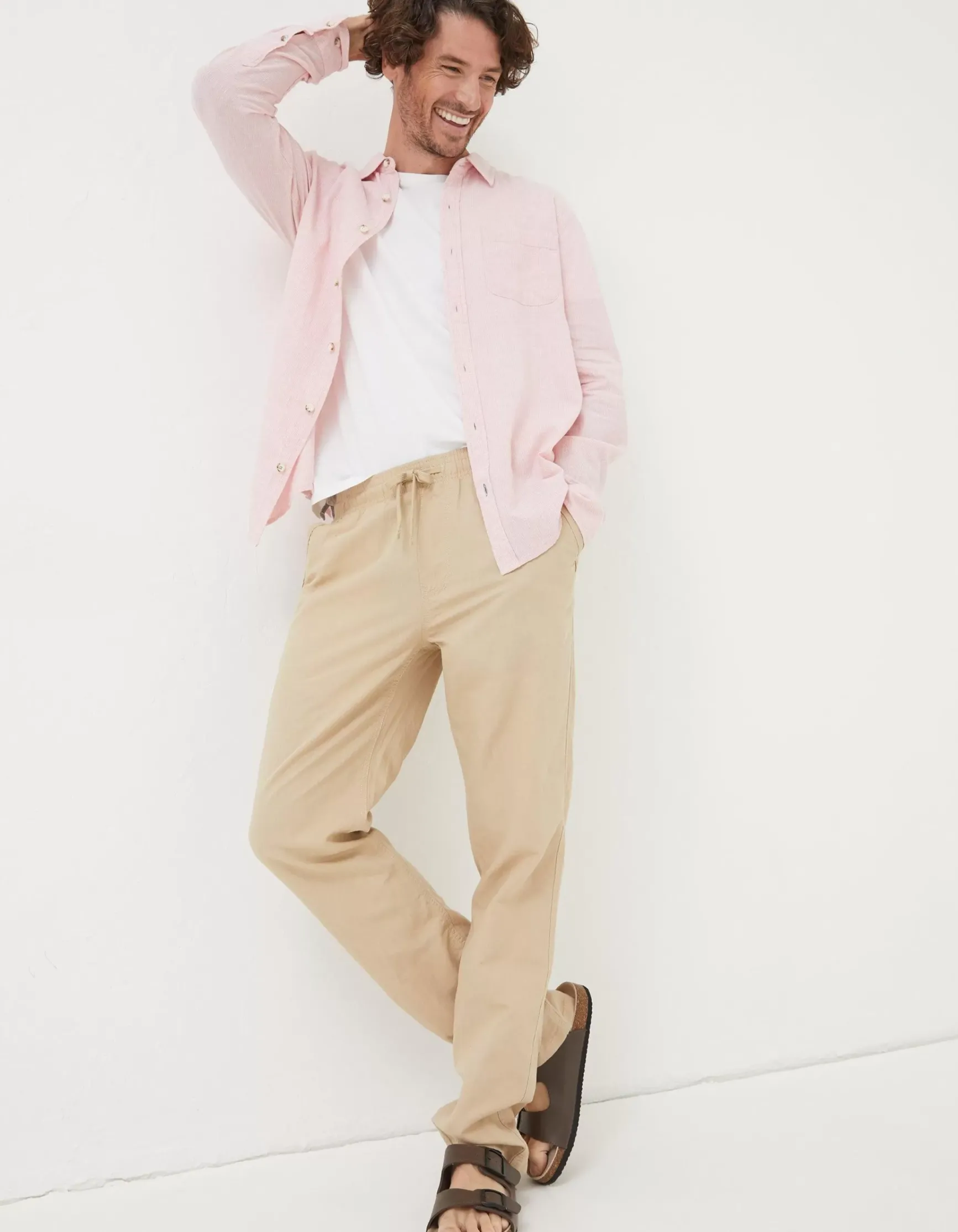 FatFace Straight Cotton Linen Trousers|Men Trousers & Chinos