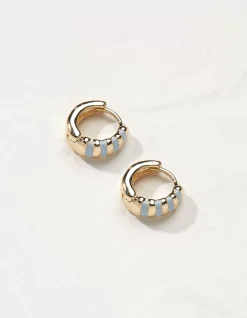 FatFace Stripe Enamel Huggy Hoops|Women View All