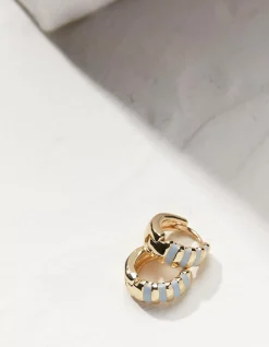 FatFace Stripe Enamel Huggy Hoops|Women View All