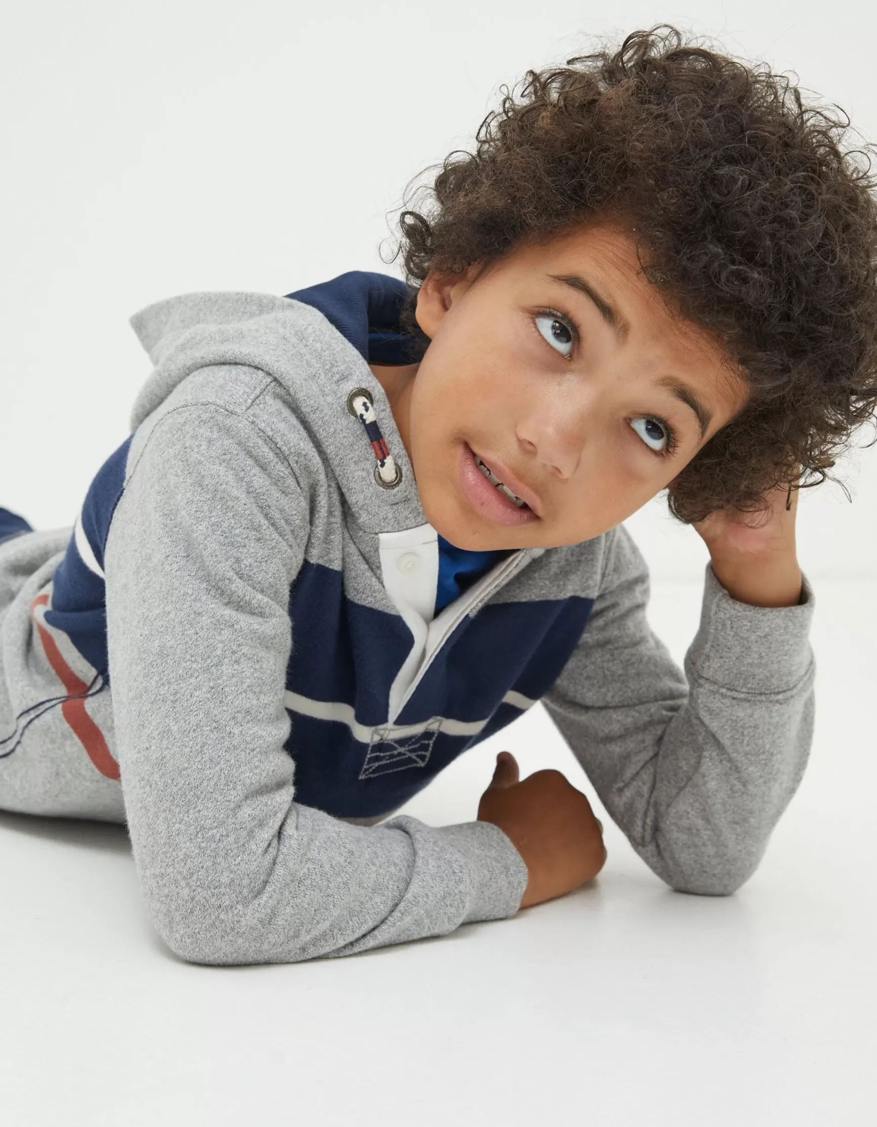 FatFace Stripe Henley Hoodie|Boys View All