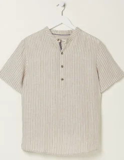 FatFace Stripe Pop Over Linen Shirt|Men Shirts