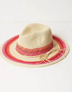 FatFace Stripe Straw Fedora Hat|Women View All