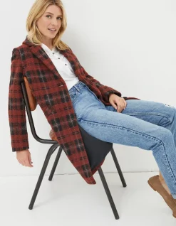 FatFace Tanya Wool Blend Check Coat|Women Coats & Jackets