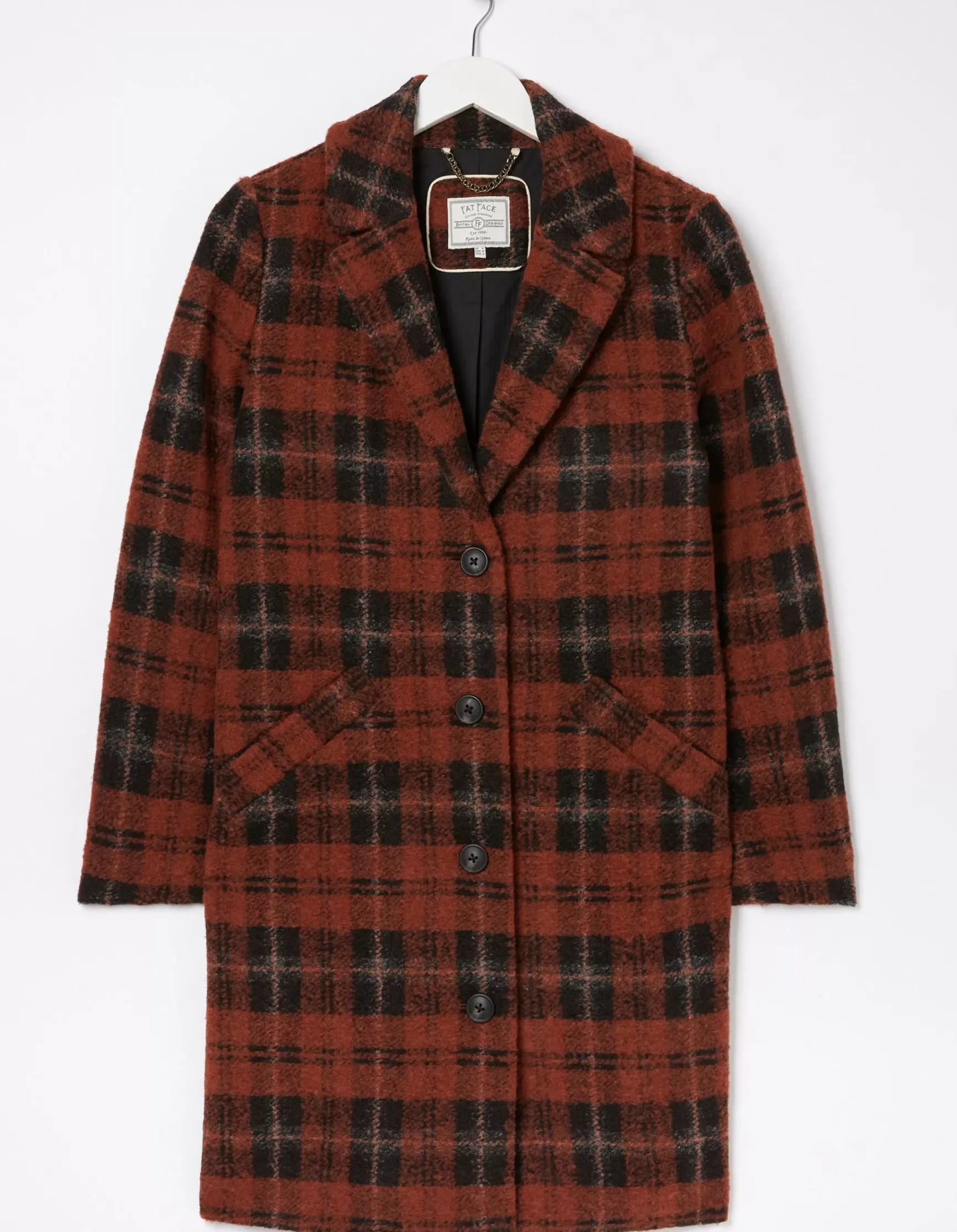 FatFace Tanya Wool Blend Check Coat|Women Coats & Jackets