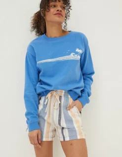 FatFace Tenby Multi Stripe Linen Blend Short|Women Shorts