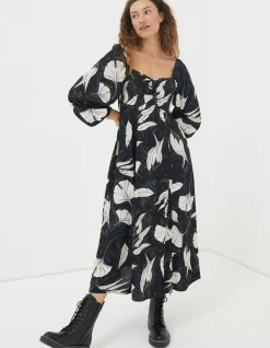 FatFace Tessa Twilight Leaves Midi Dress|Women Dresses