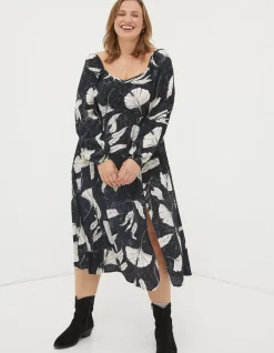 FatFace Tessa Twilight Leaves Midi Dress|Women Dresses