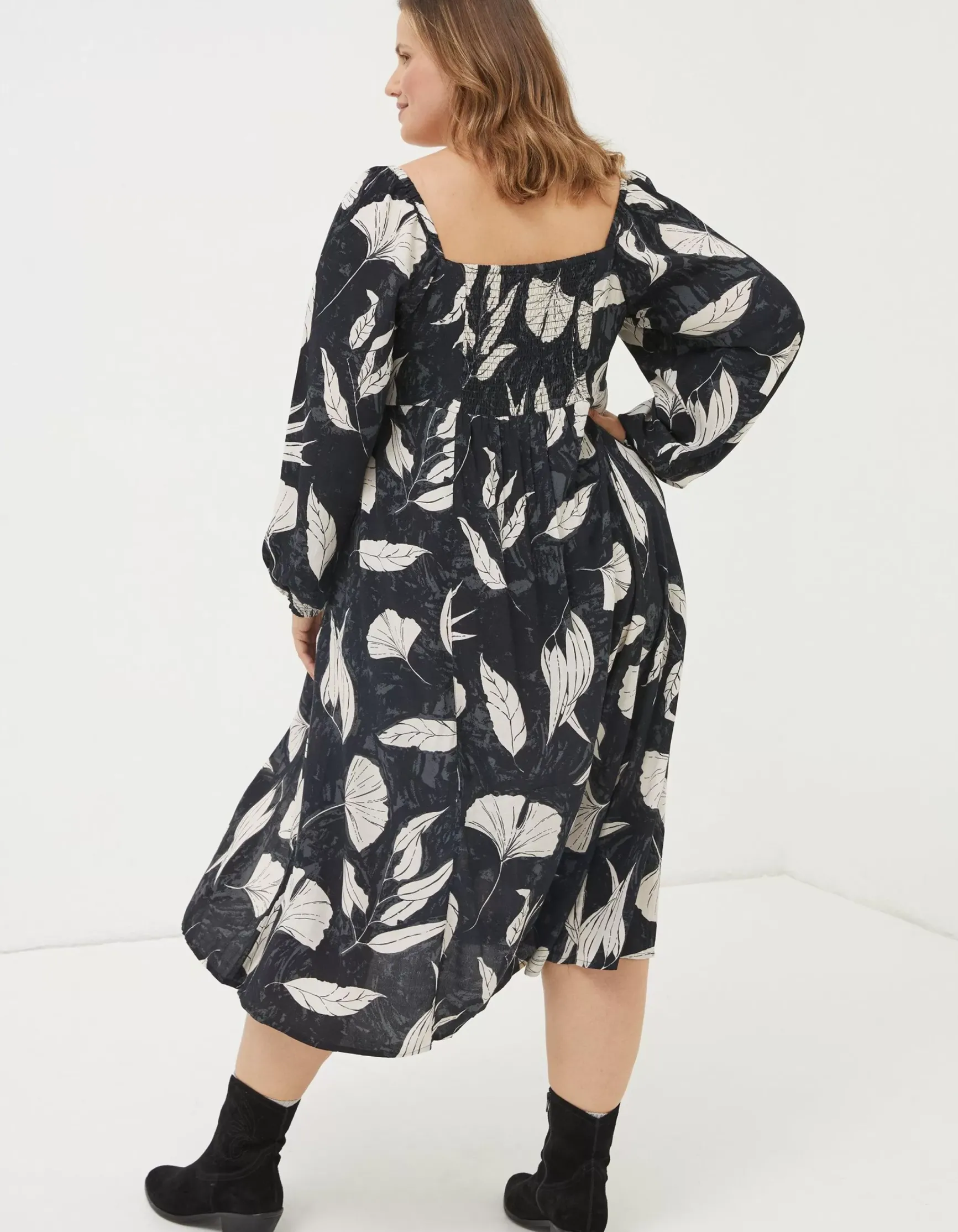 FatFace Tessa Twilight Leaves Midi Dress|Women Dresses