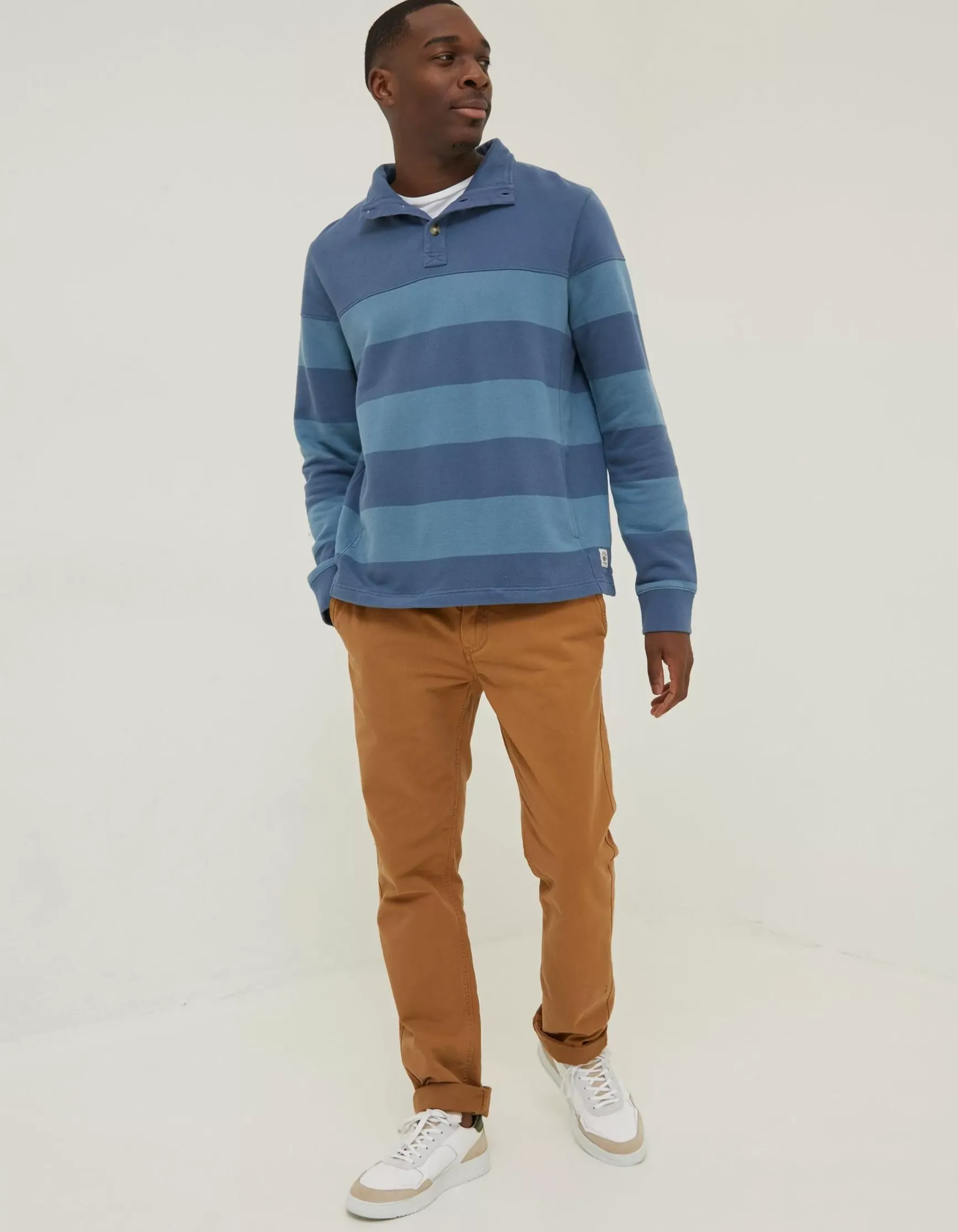 FatFace Thorpe Rugby Stripe Half Neck|Men Sweatshirts & Hoodies