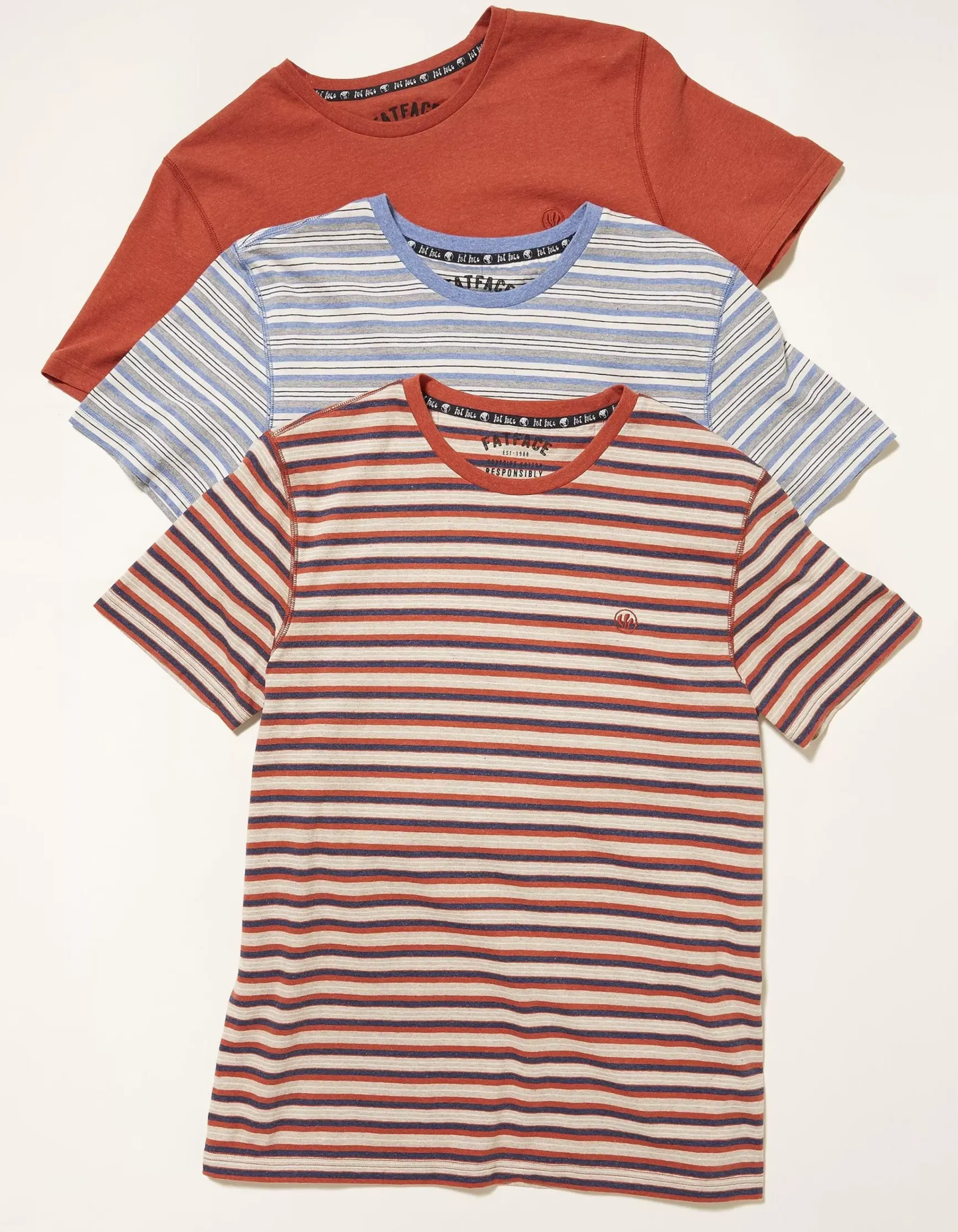 FatFace Three Pack Stripe T-Shirts|Men Nightwear & Pyjamas