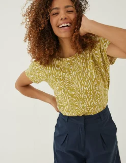 FatFace Tie Back Paint Linen T-Shirt|Women Tops & T-Shirts
