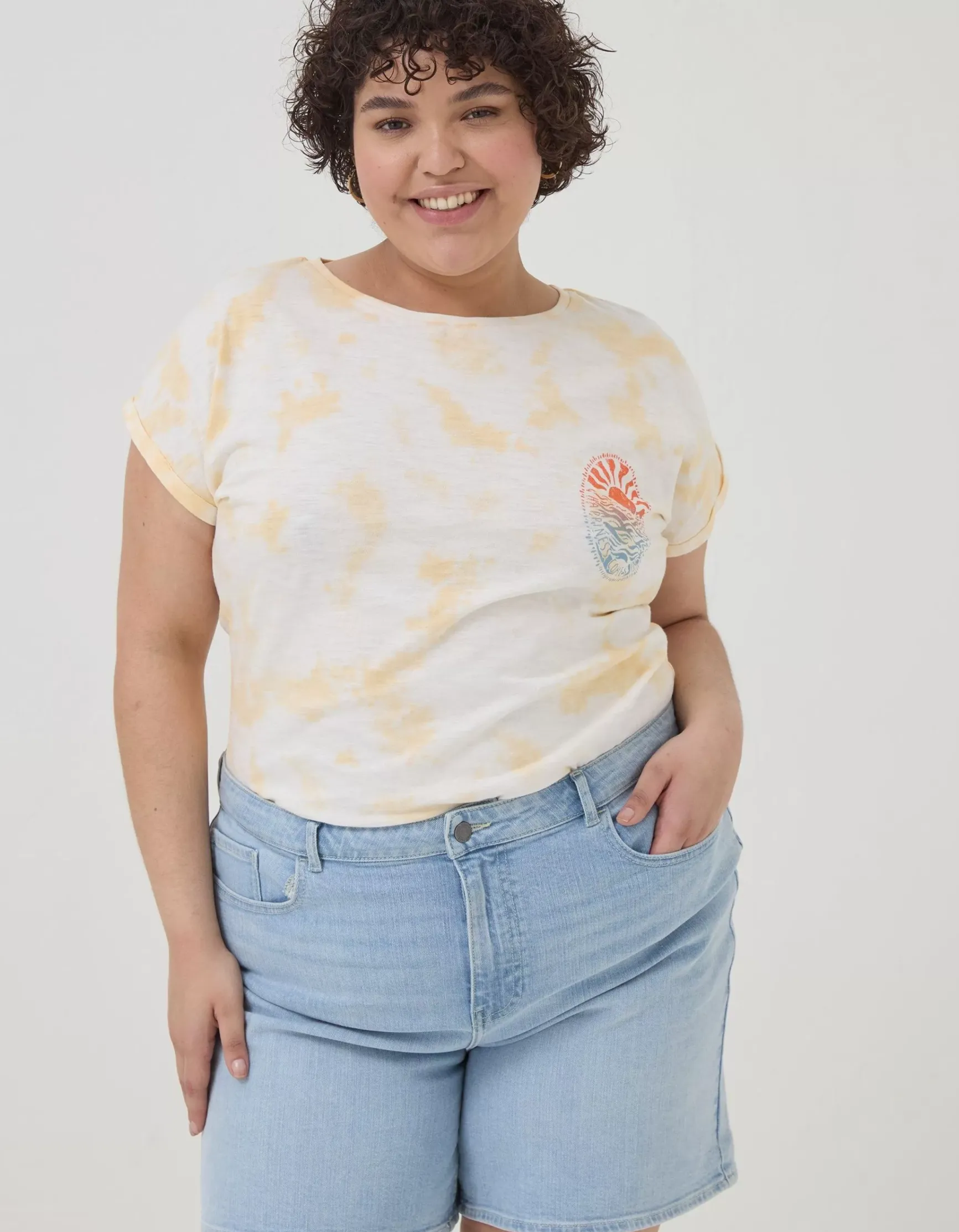 FatFace Tie Dye Happiness T-Shirt|Women Tops & T-Shirts