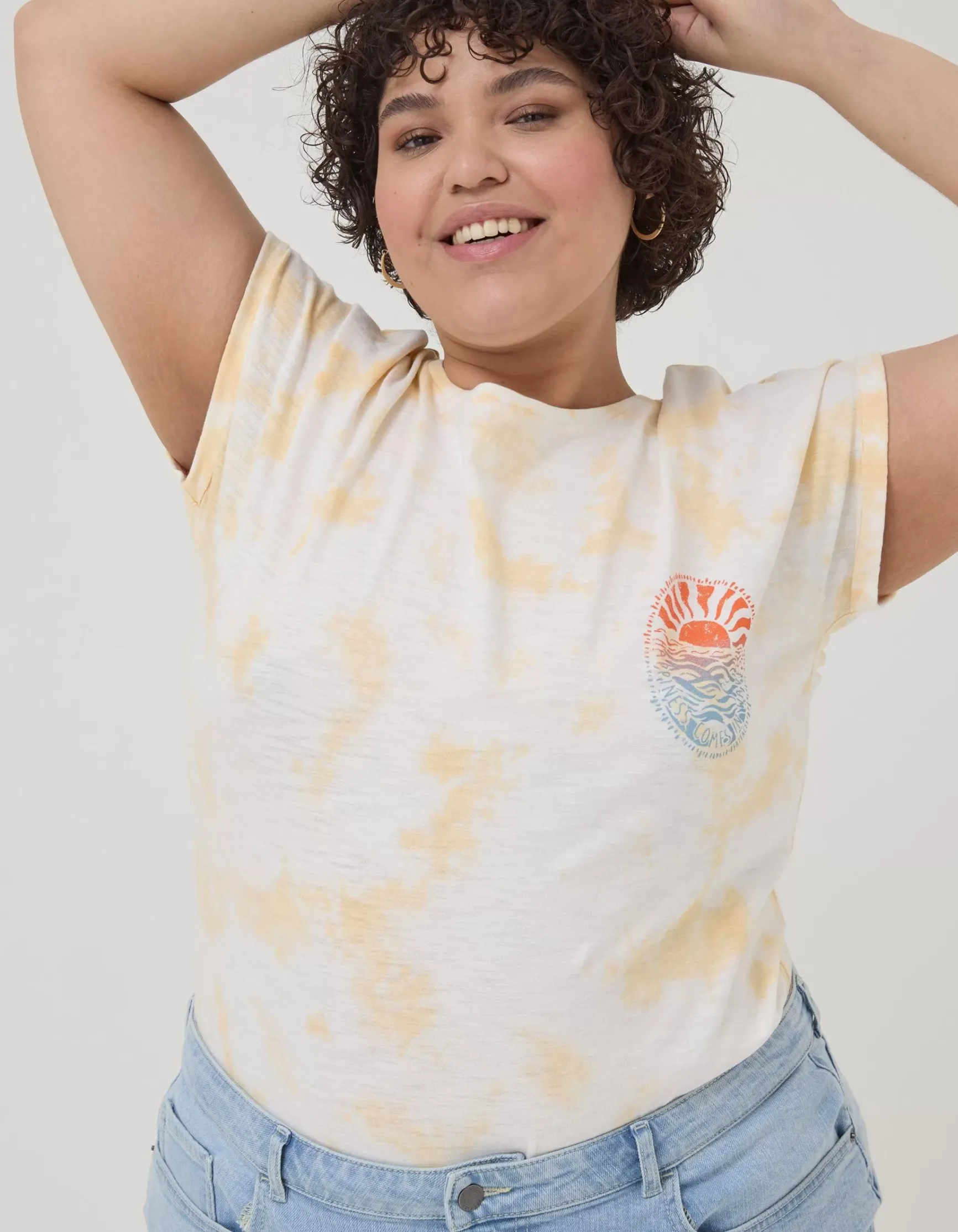 FatFace Tie Dye Happiness T-Shirt|Women Tops & T-Shirts