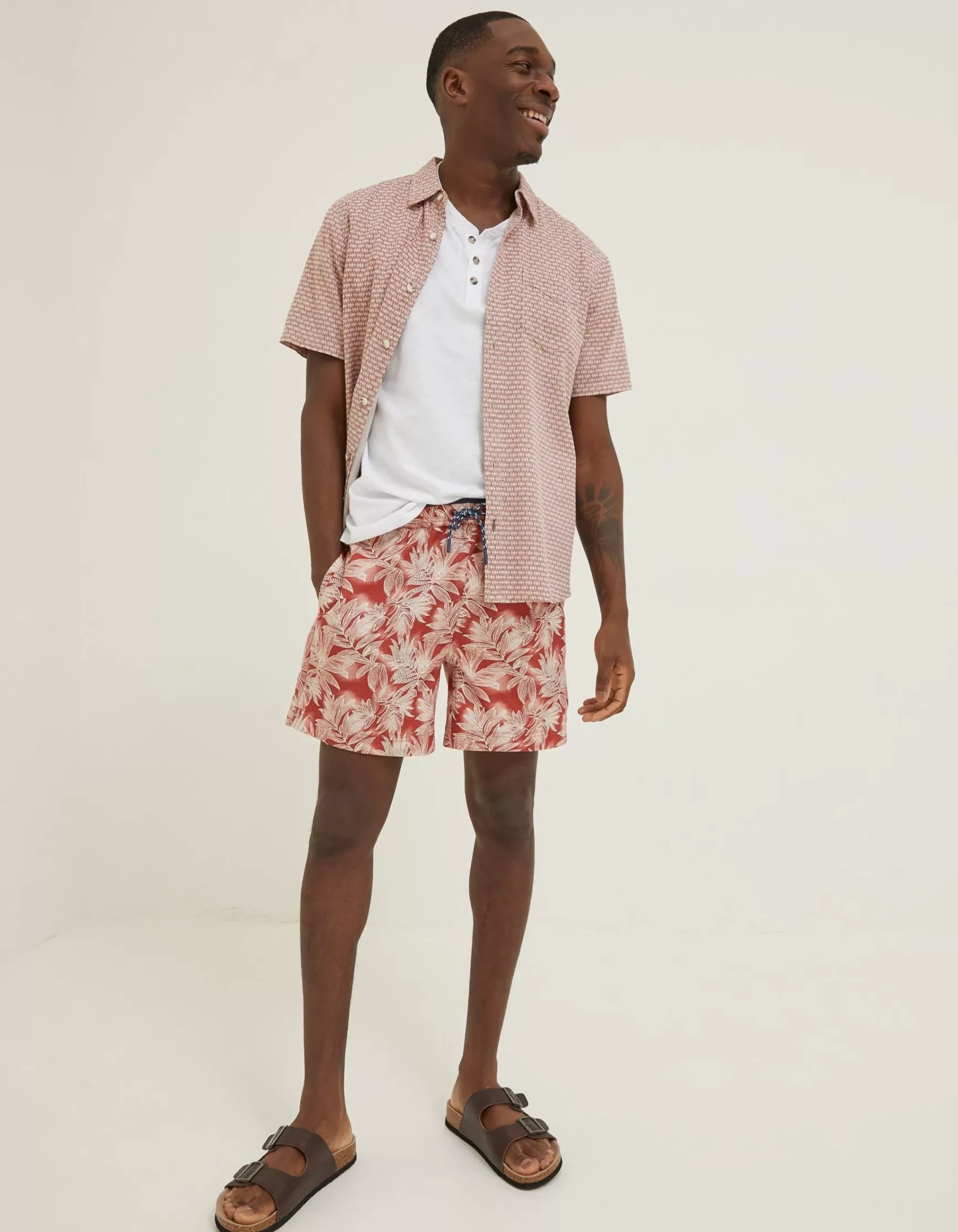 FatFace Trevose Leaf Print Swim Shorts|Men Swimwear