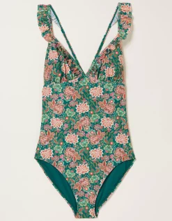 FatFace Tummy Control Paradise Frill Swimsuit|Women Beachwear & Swimwear