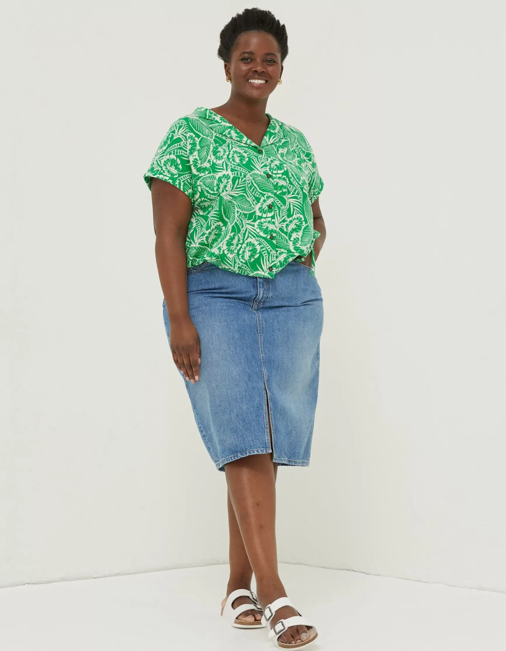 FatFace Val Leaf Linen Blend Shirt|Women Shirts & Blouses