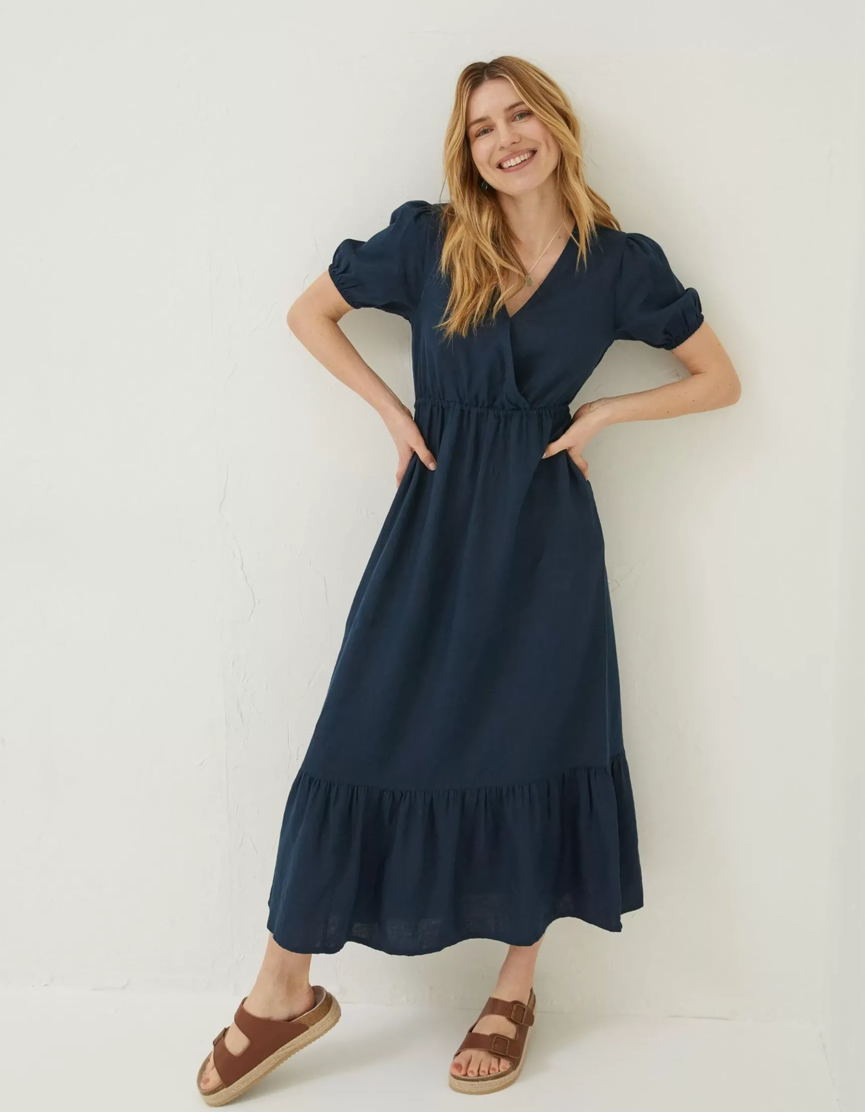 FatFace Vivvie Linen Midi Dress|Women Dresses