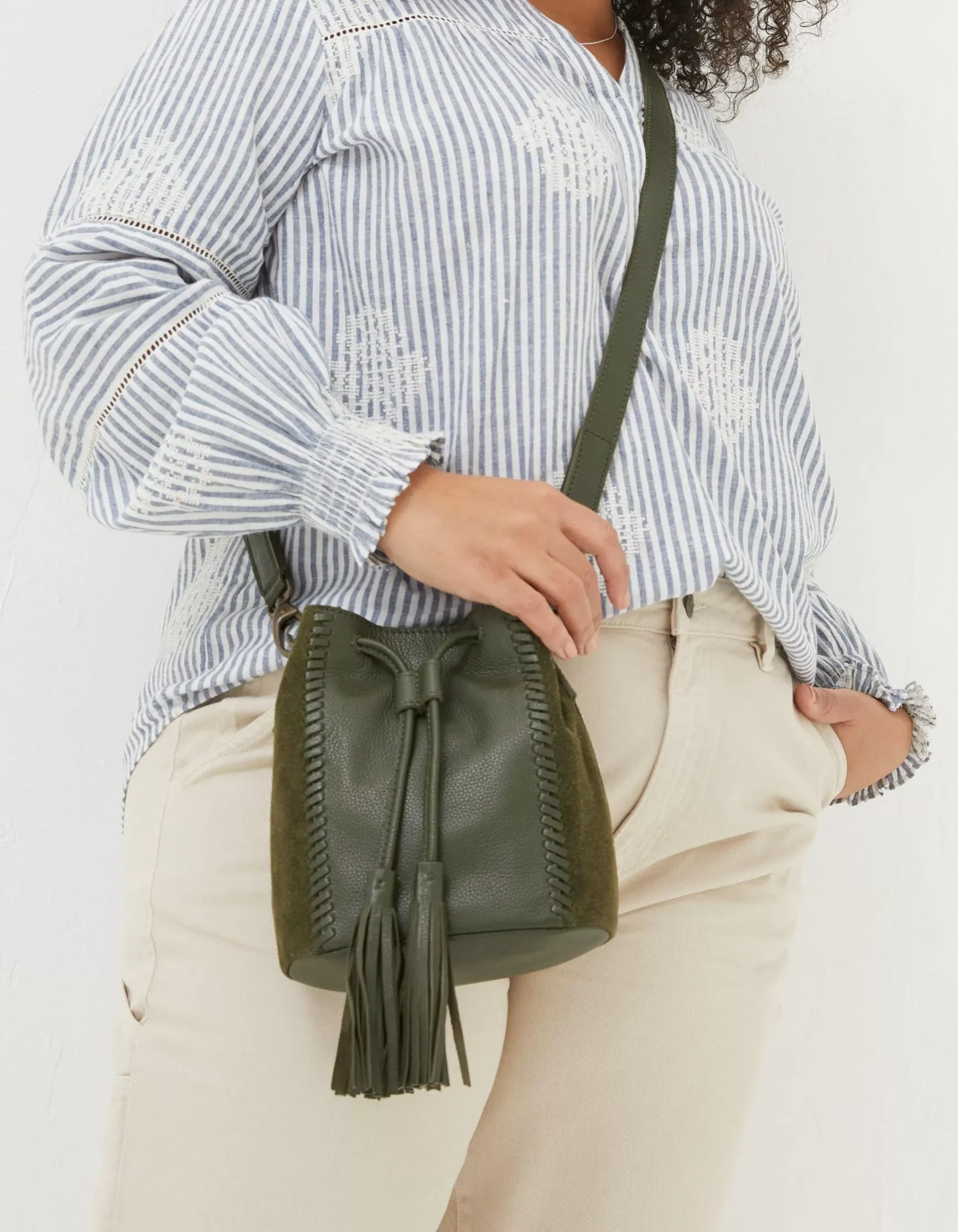FatFace Winalie Leather Mini Bucket Bag|Women View All